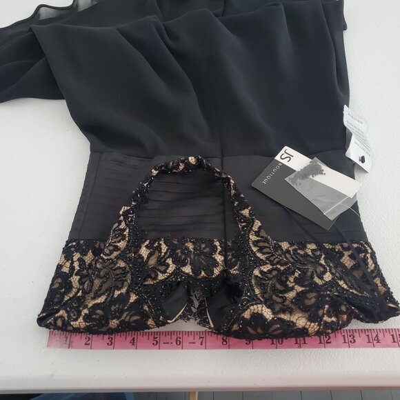 JS Boutique Womens Black Floral Lace Beaded Halter Dress Size 4 Party Event NWT - Picture 8 of 11